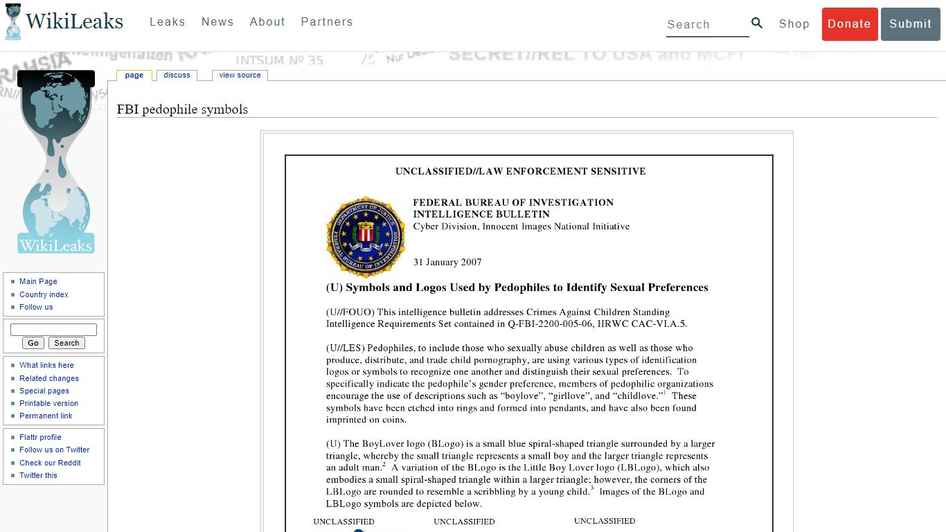 FBI pedophile symbols - WikiLeaks
